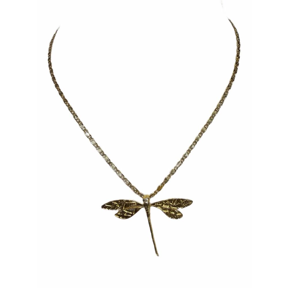 Sterling Silver 925 Dragonfly Pendant On A 1/20 14k gold filled chain